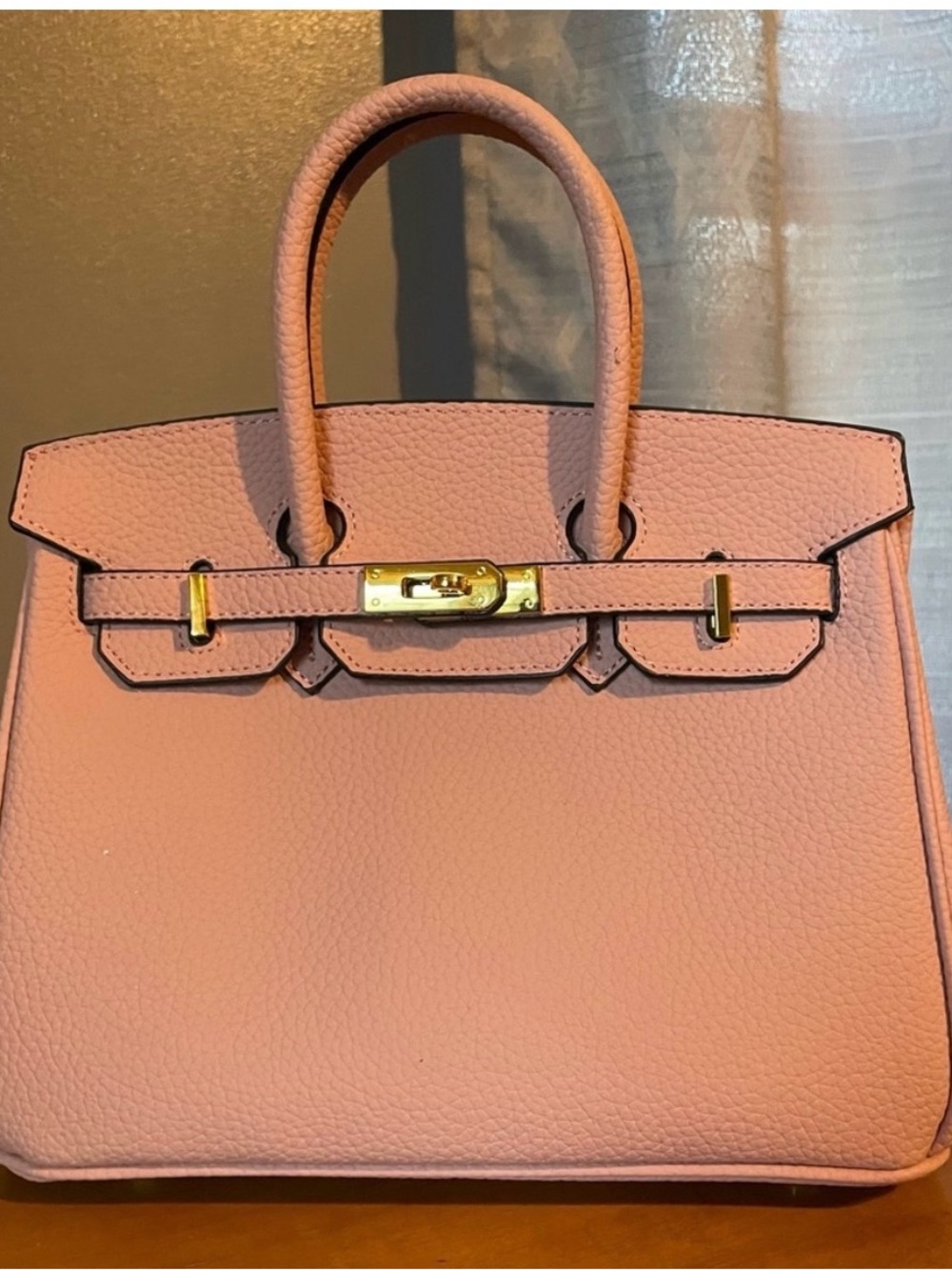 Blush Pink Structured, Leather Top-Handle Satchel - Picture 2 of 11
